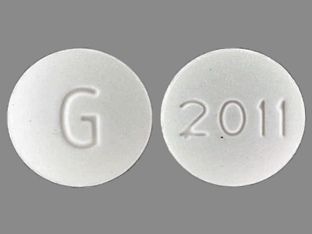 White Round pill with imprint G;2011 — Orphenadrine citrate Orphenadrine citrate 100 mg; (view 2)