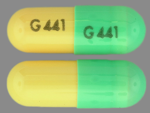Yellow;green Capsule pill with imprint G441 — Dantrolene sodium Dantrolene sodium 25 mg; (view 2)