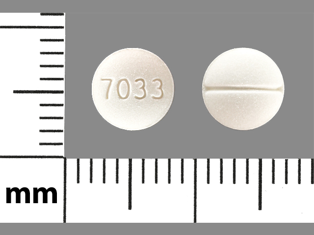 White Round pill with imprint 7033 — Fludrocortisone acetate Fludrocortisone acetate 0.1 mg; (view 2)