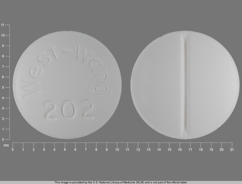 White Round pill with imprint West;ward;202 — Cortisone acetate 25 mg (view 2)