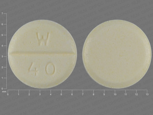 Yellow Round pill with imprint W;40 — Digoxin Digoxin 125 ug (view 4)
