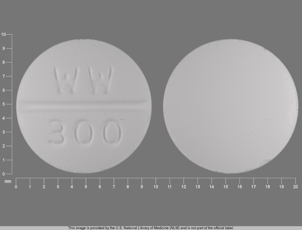 White Round pill with imprint WW;300 — Lithium carbonate 300 mg (view 2)