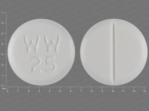 White Round pill with imprint WW;25 — Prednisone Prednisone 2.5 mg; (view 2)