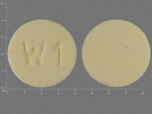 Yellow Round pill with imprint W1 — Isosorbide dinitrate Isosorbide dinitrate 2.5 mg; (view 2)