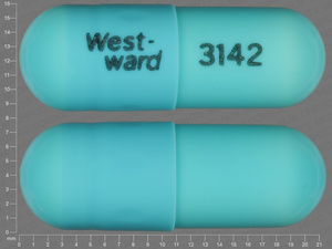 Blue Capsule pill with imprint West;ward;3142 — Doxycycline hyclate Doxycycline hyclate 100 mg; (view 3)