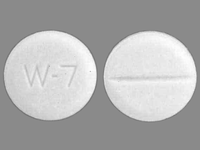White Round pill with imprint W;7 — Captopril Captopril 12.5 mg; (view 3)