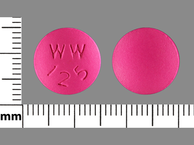 Pink Round pill with imprint WW;125 — Chloroquine Chloroquine phosphate 500 mg; (view 2)