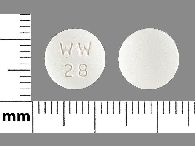 White Round pill with imprint WW28 — Hydroxychloroquine sulfate Hydroxychloroquine sulfate 200 mg; (view 2)