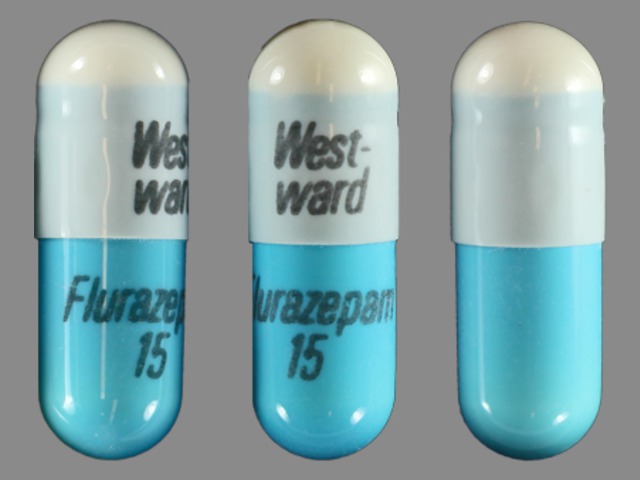 Blue Capsule pill — Flurazepam Flurazepam hydrochloride 30 mg; (view 2)
