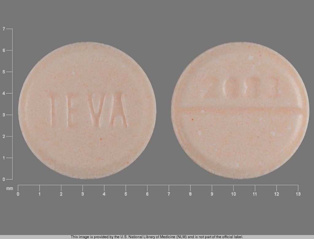 Orange Round pill with imprint TEVA;2083 — Hydrochlorothiazide 25 mg (view 2)