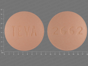Orange Round pill with imprint TEVA;2662 — Famotidine Famotidine 10 mg; (view 3)