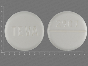 White Round pill with imprint 2907;TEVA — Furosemide Furosemide 40 mg; (view 2)