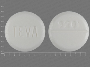 White Round pill with imprint 9201;TEVA — Glipizide Glipizide 5 mg; (view 2)