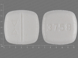 White Square pill with imprint 3758 — Lisinopril Lisinopril 5 mg; (view 2)