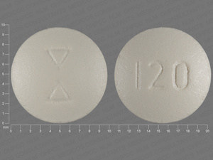 White Round pill with imprint 120 — Verapamil hydrochloride Verapamil hydrochloride 120 mg; (view 2)