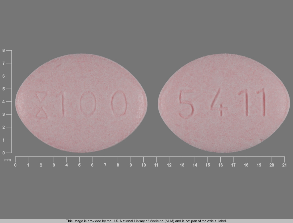 Pink Oval pill with imprint 5411;100 — Fluconazole 100 mg (view 2)