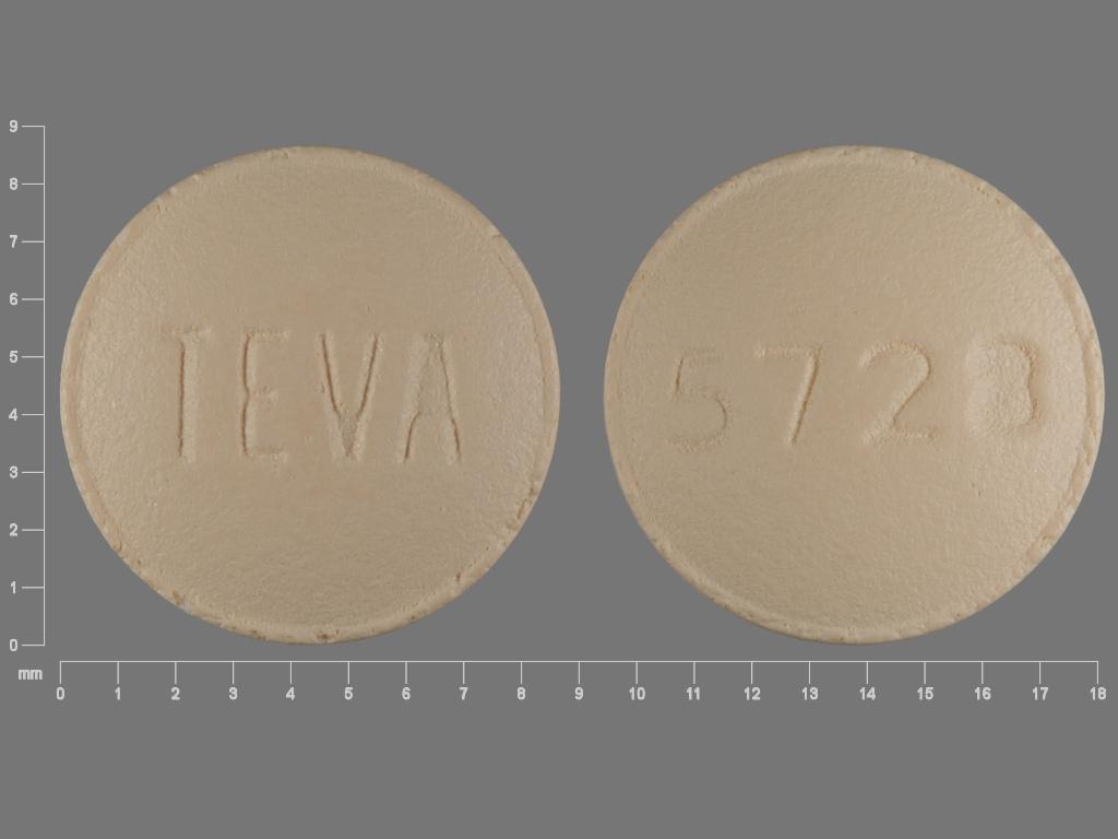 Brown Round pill with imprint TEVA;5728 — Famotidine Famotidine 20 mg; (view 4)