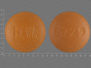 Brown Round pill with imprint TEVA;5729 — Famotidine Famotidine 40 mg; (view 2)