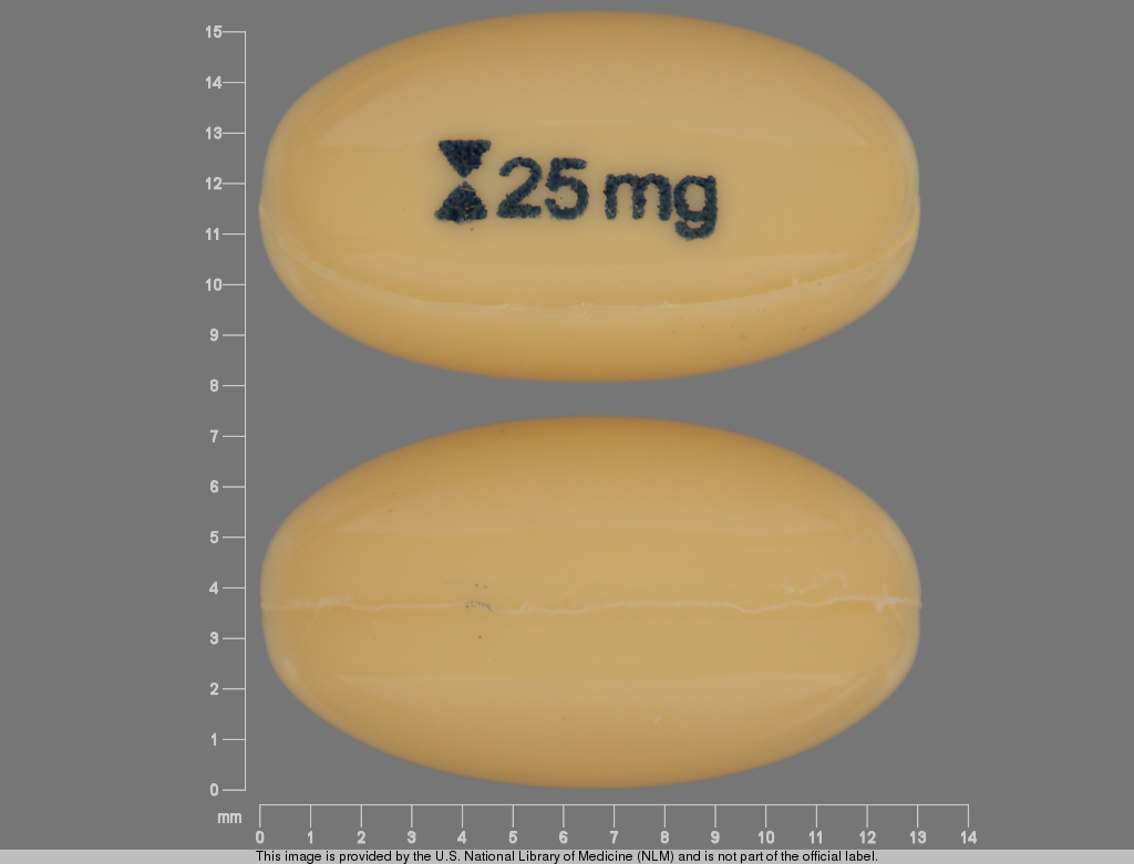 Yellow Oval pill with imprint 25;mg — Cyclosporine Cyclosporine 25 mg; (view 2)