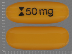 Yellow Oval pill with imprint 50;mg — Cyclosporine, modified 50 mg (view 2)