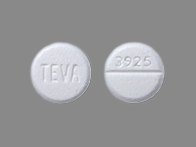 White Round pill with imprint 3925;TEVA — Diazepam 2 mg (view 2)