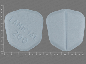 White Round pill with imprint LAMICTAL;200 — Lamotrigine 200 mg (view 2)