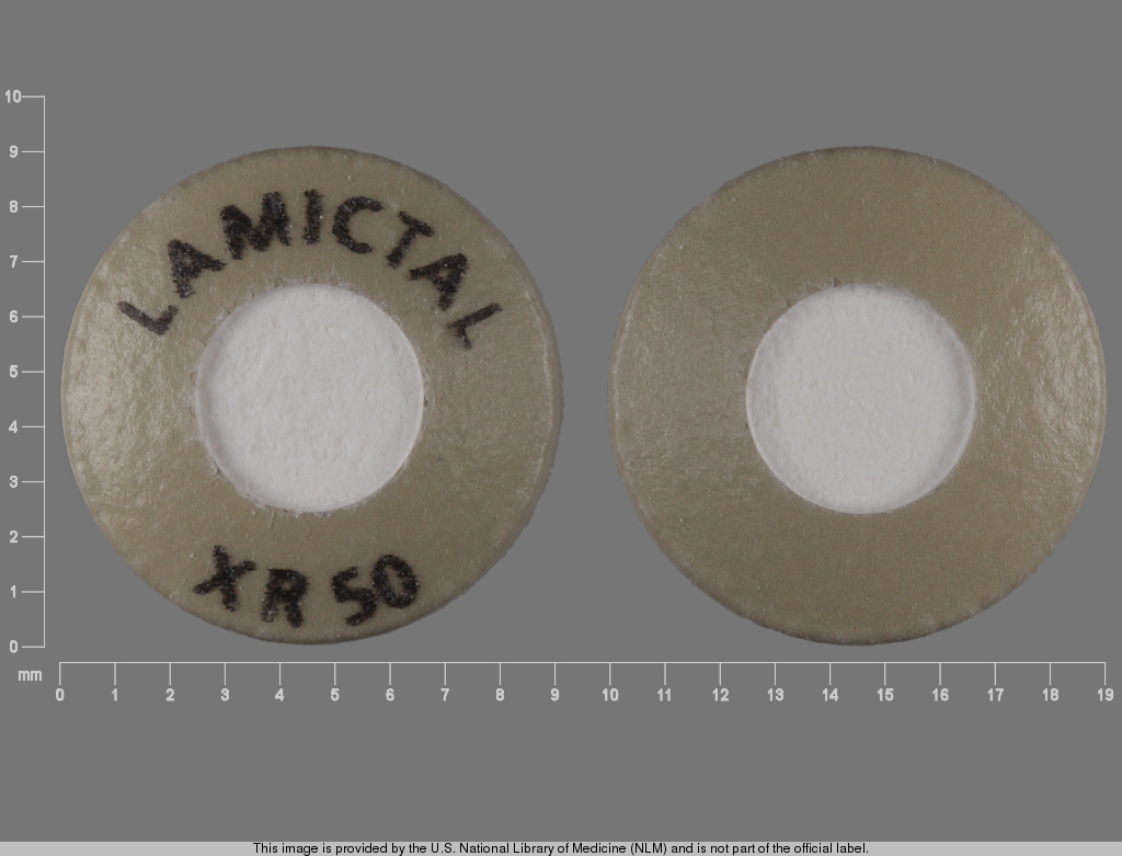 Green Round pill with imprint LAMICTAL;XR;50 — Lamictal Lamotrigine 50 mg; (view 2)