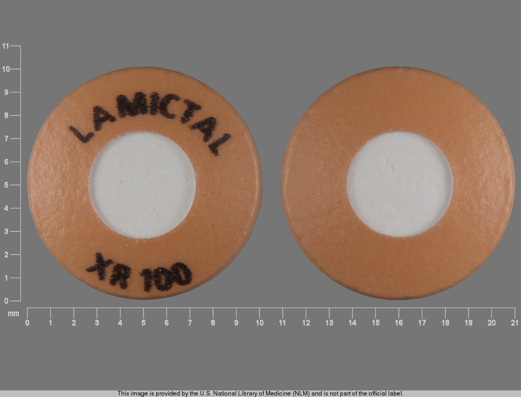 Orange Round pill with imprint LAMICTAL;XR;100 — Lamictal Lamotrigine 100 mg; (view 2)