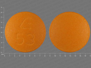 Orange Round pill with imprint E;53 — Benazepril hydrochloride Benazepril hydrochloride 10 mg; (view 2)