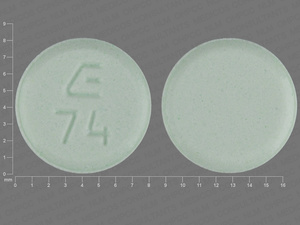 Green Round pill with imprint E;74 — Lovastatin Lovastatin 40 mg; (view 3)