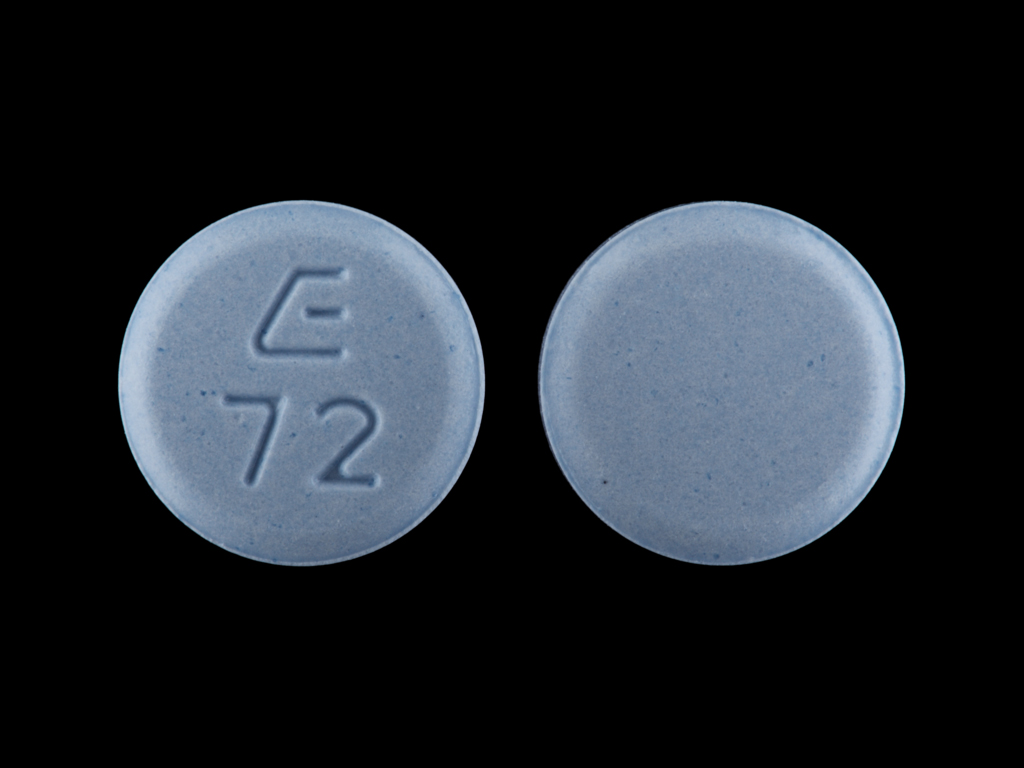 Blue Round pill with imprint E;72 — Lovastatin 20 mg (view 2)
