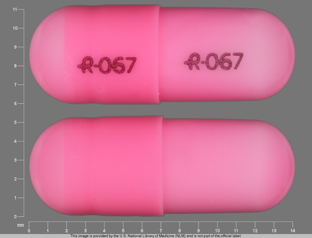 Pink Capsule pill with imprint R;067 — Oxazepam Oxazepam 10 mg; (view 2)