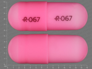 Pink Capsule pill with imprint R;067 — Oxazepam Oxazepam 10 mg; (view 4)