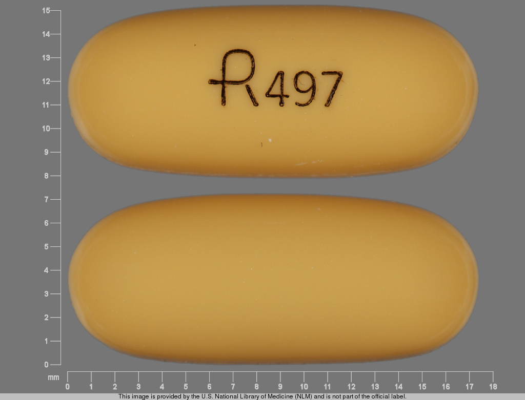 Yellow Capsule pill with imprint R;497 — Nifedipine Nifedipine 10 mg; (view 2)
