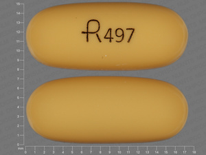 Yellow Capsule pill with imprint R;497 — Nifedipine Nifedipine 10 mg; (view 3)