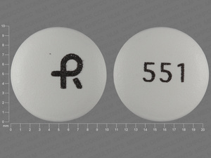 White Round pill with imprint R;551 — Diclofenac sodium Diclofenac sodium 75 mg; (view 2)
