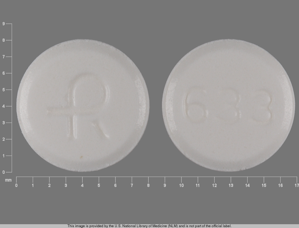 White Round pill with imprint 633 — Lovastatin Lovastatin 10 mg; (view 2)