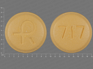 Yellow Round pill with imprint R;717 — Diclofenac sodium Diclofenac sodium 100 mg; (view 2)