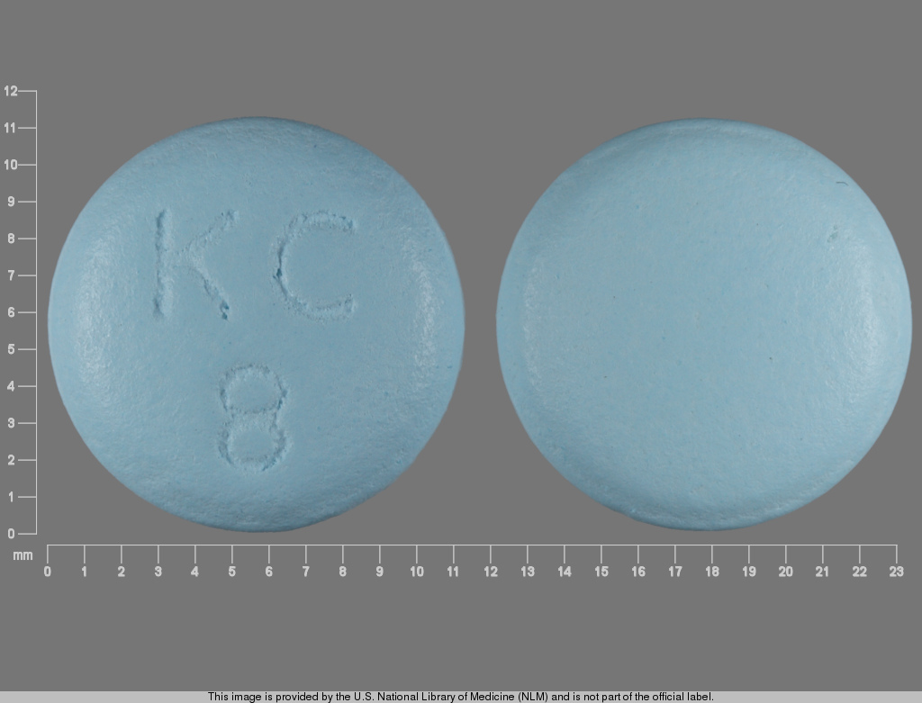 Blue Round pill with imprint KC;8 — Klor-con Potassium chloride 600 mg; (view 3)