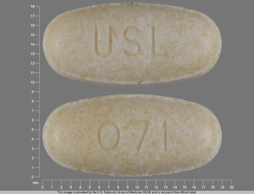 Yellow Oval pill with imprint USL;071 — Potassium citrate 10 meq (view 2)