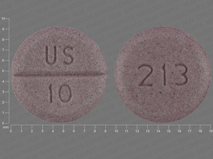 Purple Round pill with imprint US;10;213 — Midodrine hydrochloride Midodrine hydrochloride 10 mg; (view 2)