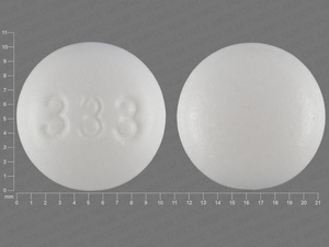 White Round pill with imprint 333 — Acamprosate calcium Acamprosate calcium 333 mg; (view 2)