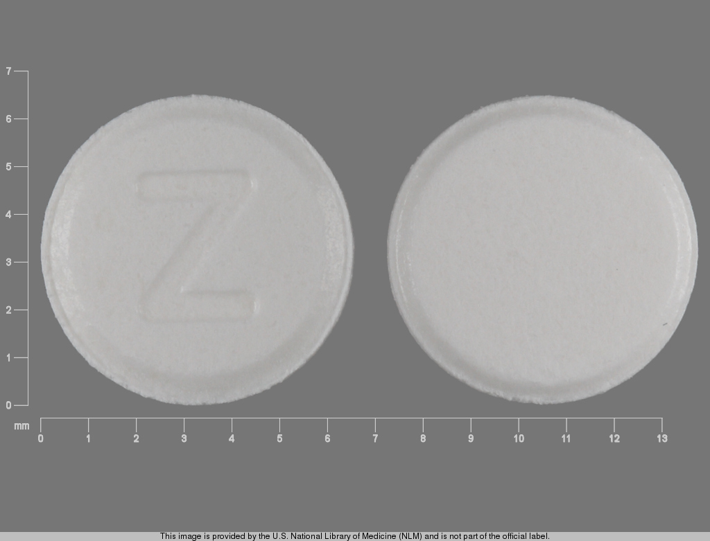 White Round pill with imprint Z — Zomig zmt Zolmitriptan 2.5 mg; (view 2)
