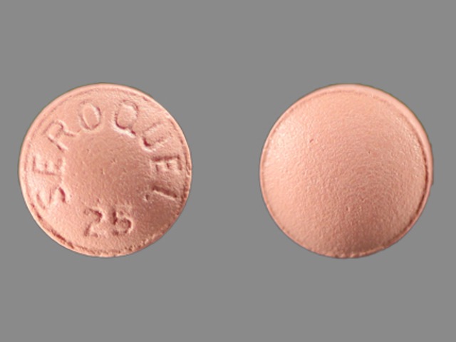 Pink Round pill with imprint SEROQUEL;25 — Seroquel Quetiapine fumarate 25 mg; (view 2)