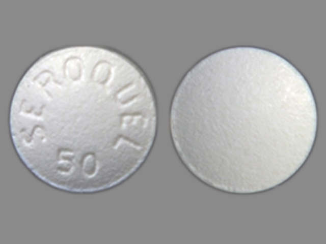 White Round pill with imprint SEROQUEL;50 — Seroquel Quetiapine fumarate 50 mg; (view 2)