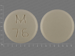 Brown Round pill with imprint M;76 — Flurbiprofen Flurbiprofen 50 mg; (view 2)
