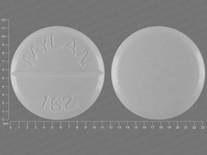 White Round pill with imprint MYLAN;162 — Chlorothiazide Chlorothiazide 500 mg; (view 2)