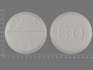 White Round pill with imprint MYLAN;232;80 — Furosemide Furosemide 80 mg; (view 3)