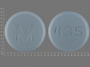 Blue Round pill with imprint M;435 — Bupropion hydrochloride Bupropion hydrochloride 100 mg; (view 2)