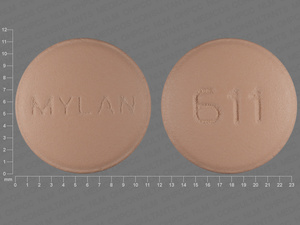 Brown Round pill with imprint MYLAN;611 — Methyldopa Methyldopa 250 mg; (view 3)